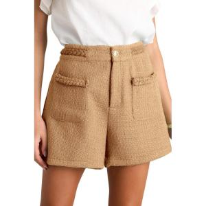 imageCicy Bell Womens Tweed Summer Shorts High Waisted Wide Leg Dressy Casual Shorts with Front PocketsKhkai