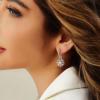 imageCicy Bell 18k Gold Plated Dangle Earrings for Women Princess Cubic Zirconia Trendy Chunky Twist Drop EarringsStyle AWhite Gold