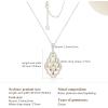 imageCicy Bell Platinum Plated Pendant Necklace for Women Hollow Swing Drop Zirconia Vintage Dainty Trend Jewelry Gift 177quot  19quot ExtenderWhite Gold