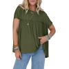 imageCicy Bell Women Summer Babydoll Tunic Tops Pleated Short Sleeve Crew Neck Peplum Blouse Casual Loose Fit T ShirtsArmy Green