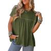 imageCicy Bell Women Summer Babydoll Tunic Tops Pleated Short Sleeve Crew Neck Peplum Blouse Casual Loose Fit T ShirtsArmy Green