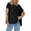 imageCicy Bell Women Summer Babydoll Tunic Tops Pleated Short Sleeve Crew Neck Peplum Blouse Casual Loose Fit T ShirtsBlack