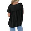 imageCicy Bell Women Summer Babydoll Tunic Tops Pleated Short Sleeve Crew Neck Peplum Blouse Casual Loose Fit T ShirtsBlack