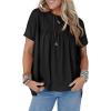 imageCicy Bell Women Summer Babydoll Tunic Tops Pleated Short Sleeve Crew Neck Peplum Blouse Casual Loose Fit T ShirtsBlack
