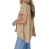 imageCicy Bell Women Summer Babydoll Tunic Tops Pleated Short Sleeve Crew Neck Peplum Blouse Casual Loose Fit T ShirtsKhaki