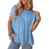 imageCicy Bell Women Summer Babydoll Tunic Tops Pleated Short Sleeve Crew Neck Peplum Blouse Casual Loose Fit T ShirtsSky Blue