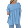 imageCicy Bell Women Summer Babydoll Tunic Tops Pleated Short Sleeve Crew Neck Peplum Blouse Casual Loose Fit T ShirtsSky Blue