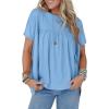 imageCicy Bell Women Summer Babydoll Tunic Tops Pleated Short Sleeve Crew Neck Peplum Blouse Casual Loose Fit T ShirtsSky Blue