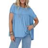 imageCicy Bell Women Summer Babydoll Tunic Tops Pleated Short Sleeve Crew Neck Peplum Blouse Casual Loose Fit T ShirtsSky Blue