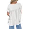 imageCicy Bell Women Summer Babydoll Tunic Tops Pleated Short Sleeve Crew Neck Peplum Blouse Casual Loose Fit T ShirtsWhite