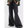 imageCicy Bell Womens Baggy Bell Bottom Jeans High Waisted Flare Barrel Wide Leg Stretchy Denim PantsBlack