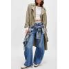 imageCicy Bell Womens Baggy Bell Bottom Jeans High Waisted Flare Barrel Wide Leg Stretchy Denim PantsBlue