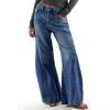 imageCicy Bell Womens Baggy Bell Bottom Jeans High Waisted Flare Barrel Wide Leg Stretchy Denim PantsBlue