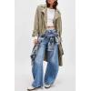 imageCicy Bell Womens Baggy Bell Bottom Jeans High Waisted Flare Barrel Wide Leg Stretchy Denim PantsLight Blue