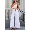imageCicy Bell Womens Baggy Bell Bottom Jeans High Waisted Flare Barrel Wide Leg Stretchy Denim PantsWhite
