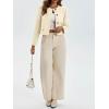 imageCicy Bell Womens Cropped Tweed Blazer Collarless Button Down Bomber Jacket Business Casual Fall OutfitsBeige