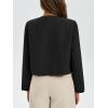 imageCicy Bell Womens Cropped Tweed Blazer Collarless Button Down Bomber Jacket Business Casual Fall OutfitsBlack