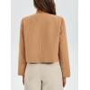 imageCicy Bell Womens Cropped Tweed Blazer Collarless Button Down Bomber Jacket Business Casual Fall OutfitsBrown