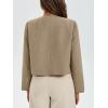 imageCicy Bell Womens Cropped Tweed Blazer Collarless Button Down Bomber Jacket Business Casual Fall OutfitsCoffee