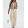 imageCicy Bell Womens Cropped Tweed Blazer Collarless Button Down Bomber Jacket Business Casual Fall OutfitsCoffee