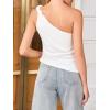 imageCicy Bell Womens One Shoulder Tank Tops Summer Going Out Tops Ruched Asymmetrical Sleeveless ShirtsBeige