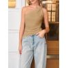 imageCicy Bell Womens One Shoulder Tank Tops Summer Going Out Tops Ruched Asymmetrical Sleeveless ShirtsBrown