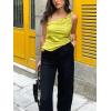 imageCicy Bell Womens One Shoulder Tank Tops Summer Going Out Tops Ruched Asymmetrical Sleeveless ShirtsYellow Green