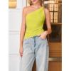 imageCicy Bell Womens One Shoulder Tank Tops Summer Going Out Tops Ruched Asymmetrical Sleeveless ShirtsYellow Green