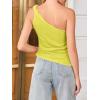 imageCicy Bell Womens One Shoulder Tank Tops Summer Going Out Tops Ruched Asymmetrical Sleeveless ShirtsYellow Green