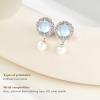 imageCicy Bell Womens Platinum Plated Moonstone Shell Pearl Gifts Vintage Dangle Earrings