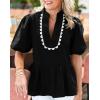 imageCicy Bell Womens Puff Sleeve Peplum Blouses Ruffle V Neck Summer Casual Tops Babydoll Loose Fit ShirtsBlack