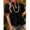 imageCicy Bell Womens Puff Sleeve Peplum Blouses Ruffle V Neck Summer Casual Tops Babydoll Loose Fit ShirtsBlack