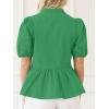 imageCicy Bell Womens Puff Sleeve Peplum Blouses Ruffle V Neck Summer Casual Tops Babydoll Loose Fit ShirtsGreen