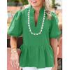 imageCicy Bell Womens Puff Sleeve Peplum Blouses Ruffle V Neck Summer Casual Tops Babydoll Loose Fit ShirtsGreen