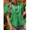 imageCicy Bell Womens Puff Sleeve Peplum Blouses Ruffle V Neck Summer Casual Tops Babydoll Loose Fit ShirtsGreen