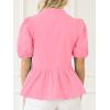 imageCicy Bell Womens Puff Sleeve Peplum Blouses Ruffle V Neck Summer Casual Tops Babydoll Loose Fit ShirtsPink