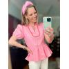 imageCicy Bell Womens Puff Sleeve Peplum Blouses Ruffle V Neck Summer Casual Tops Babydoll Loose Fit ShirtsPink