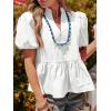 imageCicy Bell Womens Puff Sleeve Peplum Blouses Ruffle V Neck Summer Casual Tops Babydoll Loose Fit ShirtsWhite
