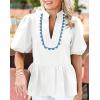 imageCicy Bell Womens Puff Sleeve Peplum Blouses Ruffle V Neck Summer Casual Tops Babydoll Loose Fit ShirtsWhite