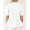 imageCicy Bell Womens Puff Sleeve Peplum Blouses Ruffle V Neck Summer Casual Tops Babydoll Loose Fit ShirtsWhite
