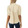 imageCicy Bell Womens Puff Sleeve V Neck Blouse Babydoll Peplum Tops Dressy Casual Pleated Loose Fit ShirtsBeige