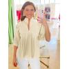 imageCicy Bell Womens Puff Sleeve V Neck Blouse Babydoll Peplum Tops Dressy Casual Pleated Loose Fit ShirtsBeige