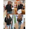 imageCicy Bell Womens Puff Sleeve V Neck Blouse Babydoll Peplum Tops Dressy Casual Pleated Loose Fit ShirtsBlack