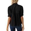 imageCicy Bell Womens Puff Sleeve V Neck Blouse Babydoll Peplum Tops Dressy Casual Pleated Loose Fit ShirtsBlack