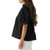 imageCicy Bell Womens Puff Sleeve V Neck Blouse Babydoll Peplum Tops Dressy Casual Pleated Loose Fit ShirtsBlack