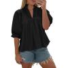 imageCicy Bell Womens Puff Sleeve V Neck Blouse Babydoll Peplum Tops Dressy Casual Pleated Loose Fit ShirtsBlack