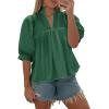 imageCicy Bell Womens Puff Sleeve V Neck Blouse Babydoll Peplum Tops Dressy Casual Pleated Loose Fit ShirtsDark Green