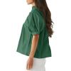 imageCicy Bell Womens Puff Sleeve V Neck Blouse Babydoll Peplum Tops Dressy Casual Pleated Loose Fit ShirtsDark Green