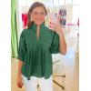 imageCicy Bell Womens Puff Sleeve V Neck Blouse Babydoll Peplum Tops Dressy Casual Pleated Loose Fit ShirtsDark Green