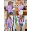 imageCicy Bell Womens Puff Sleeve V Neck Blouse Babydoll Peplum Tops Dressy Casual Pleated Loose Fit ShirtsLight Purple